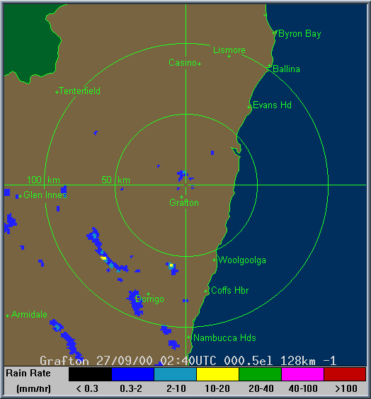 BSCH Grafton Local Scale Radar Event Loop for September 27, 2000